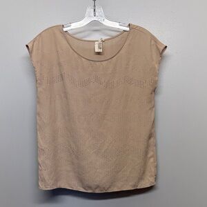 Birdcage Anthro Like Aesthetic Bohemian Beaded Lightweight Beige Sleeveless Top